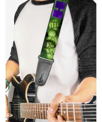 Marvel Hulk Face Close Up Action Pose Guitar Strap $11.70 Guitar Straps