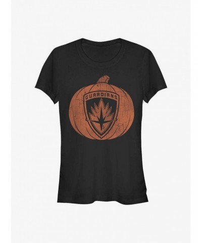 Marvel Guardians Of The Galaxy Guardians Pumpkin Girls T-Shirt $12.45 T-Shirts