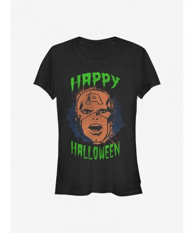 Marvel Captain America Captain America Face Halloween Girls T-Shirt $12.20 T-Shirts