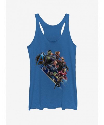 Marvel Avengers: Endgame Angled Shot Girls Royal Blue Heathered Tank Top $10.62 Tops