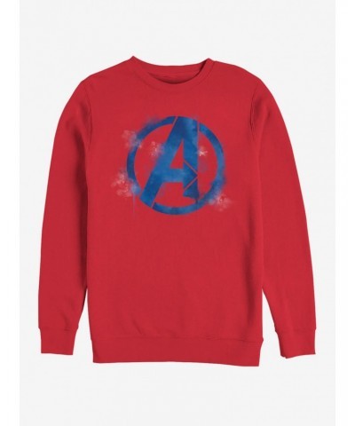 Marvel Avengers: Endgame Avengers Spray Logo Red Sweatshirt $15.87 Sweatshirts