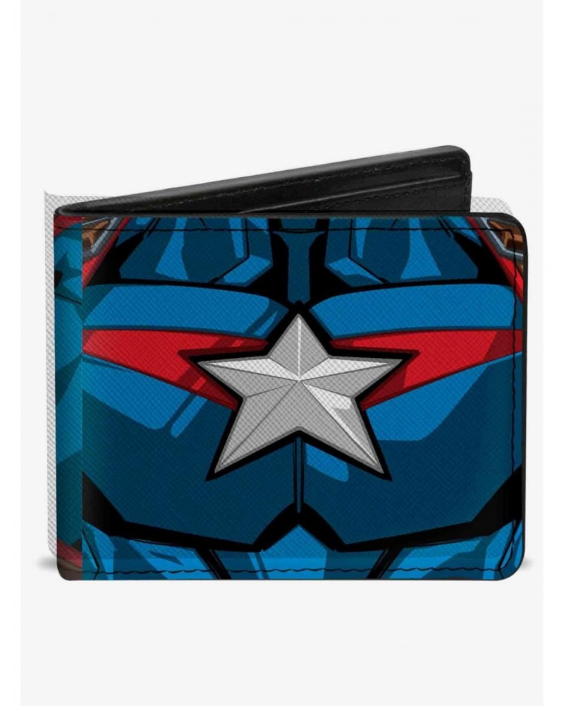 Marvel Captain America Character Close Up Chest and Back Bifold Wallet $9.82 Wallets
