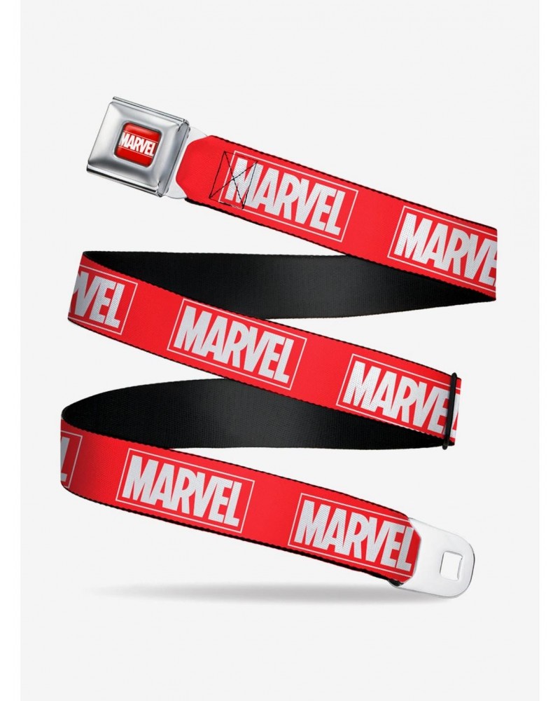 Marvel Red Brick Logo Red White Seatbelt Belt $9.96 Belts