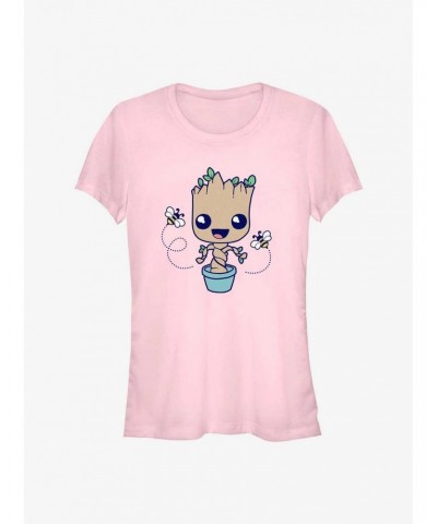 Marvel Guardians Of The Galaxy Groot Hello Spring Girls T-Shirt $8.47 T-Shirts