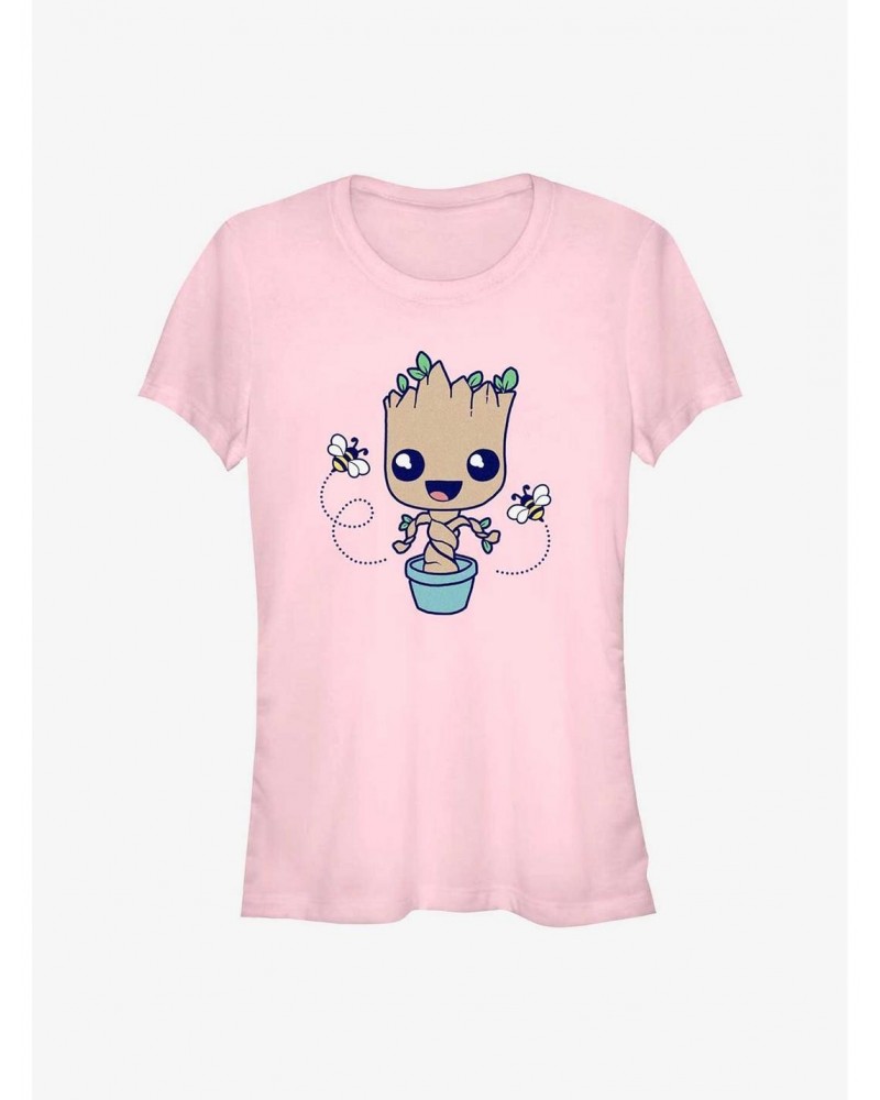 Marvel Guardians Of The Galaxy Groot Hello Spring Girls T-Shirt $8.47 T-Shirts