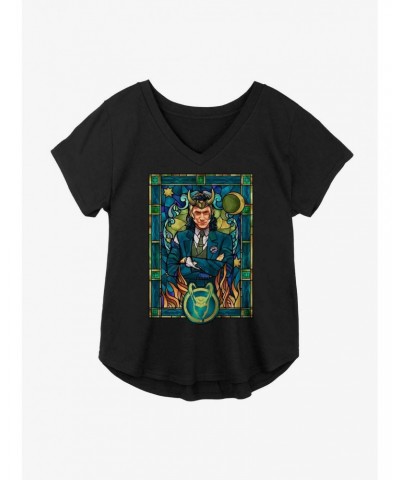 Marvel Loki Stained Glass Variant Girls Plus Size T-Shirt $8.96 T-Shirts