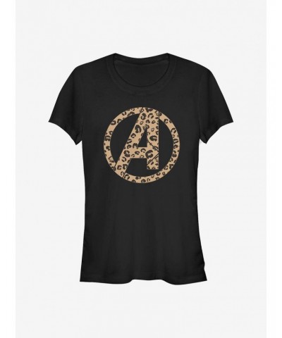 Marvel Avengers Logo Leopard Fill Girls T-Shirt $8.96 T-Shirts