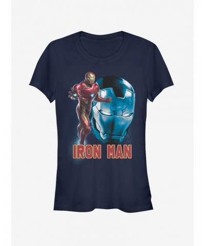 Marvel Avengers: Endgame Iron Man Profile Girls Navy Blue T-Shirt $9.71 T-Shirts