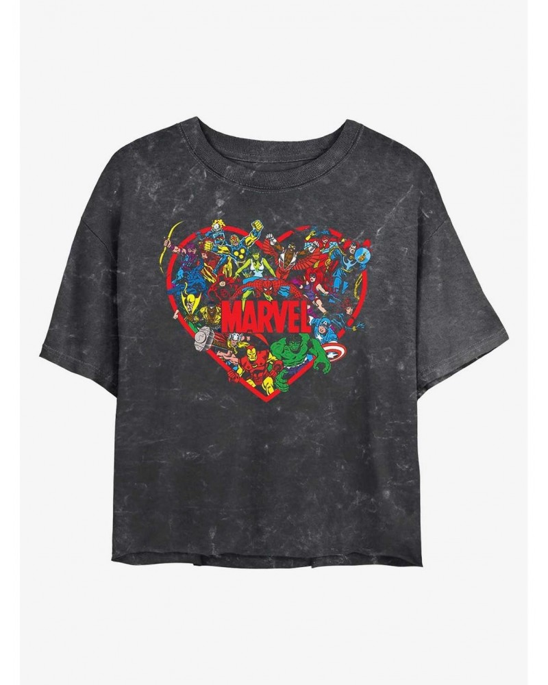 Marvel Avengers Hero Heart Mineral Wash Crop Girls T-Shirt $13.29 T-Shirts