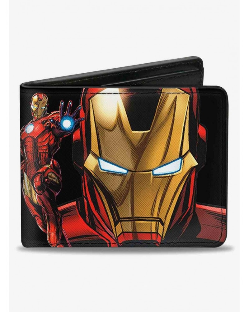 Marvel Iron Man Pose Face Pose Iron Man A Logo Bifold Wallet $8.15 Wallets