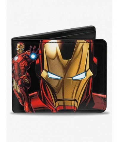 Marvel Iron Man Pose Face Pose Iron Man A Logo Bifold Wallet $8.15 Wallets