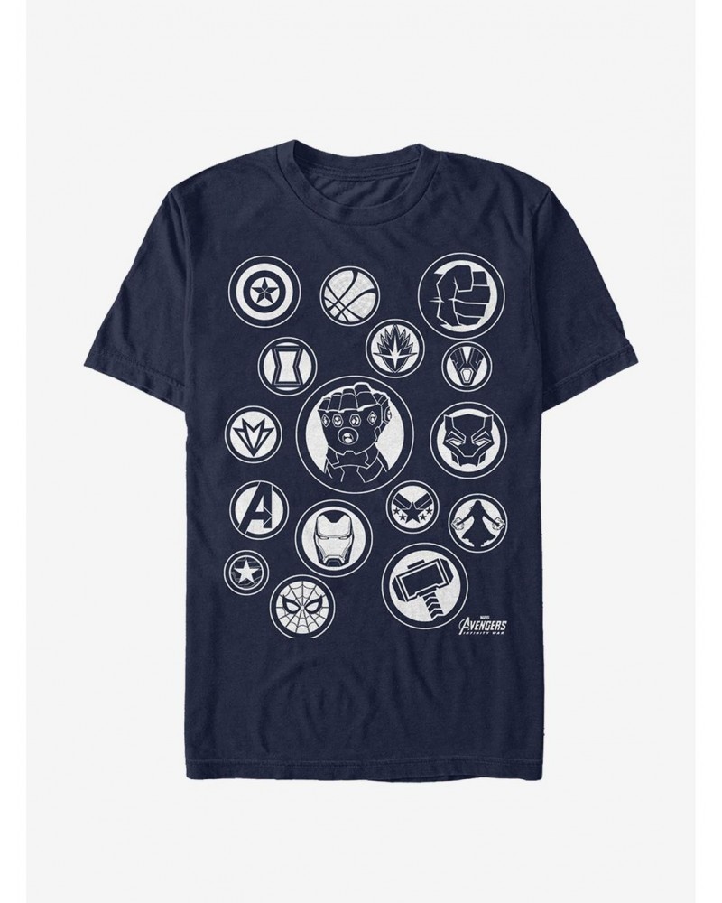 Marvel Avengers: Infinity War Character Badges T-Shirt $7.17 T-Shirts