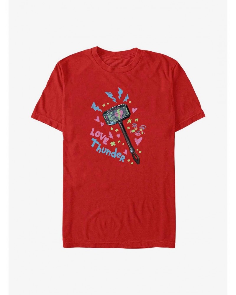 Marvel Thor: Love and Thunder Graffiti Hammer T-Shirt $7.89 T-Shirts