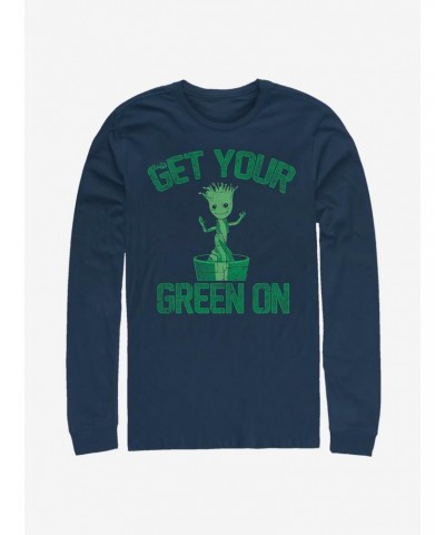 Marvel Guardians Of The Galaxy Groot Green Long-Sleeve T-Shirt $11.52 T-Shirts