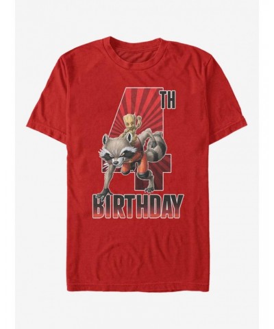 Marvel Guardians Of The Galaxy Groot 4th Birthday T-Shirt $8.37 T-Shirts