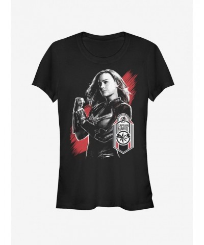 Marvel Avengers Endgame Captain Marvel Tag Girls T-Shirt $11.21 T-Shirts