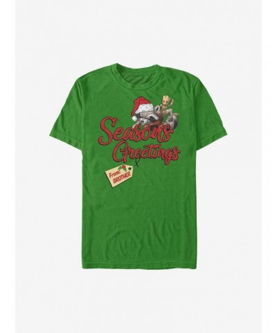 Marvel Guardians Of The Galaxy Seasons Greetings From Brother Holiday T-Shirt $9.56 T-Shirts