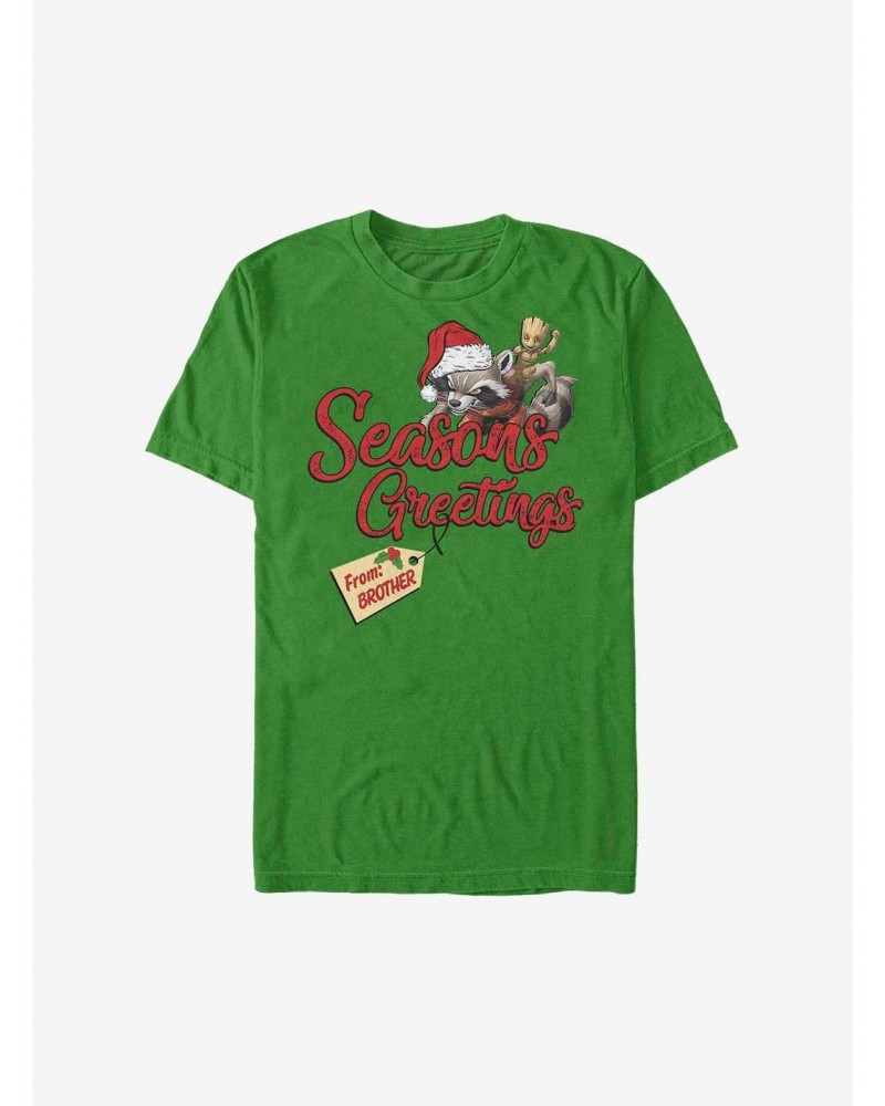 Marvel Guardians Of The Galaxy Seasons Greetings From Brother Holiday T-Shirt $9.56 T-Shirts