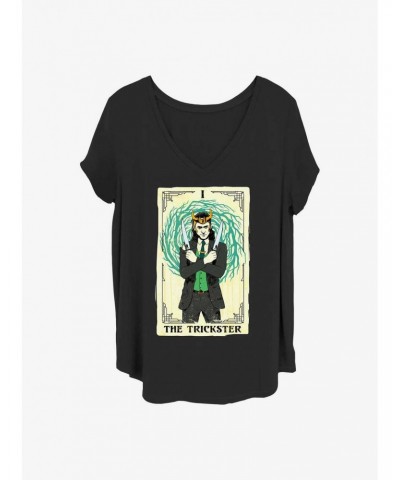 Marvel Loki Trickster Tarot Girls T-Shirt Plus Size $8.96 T-Shirts