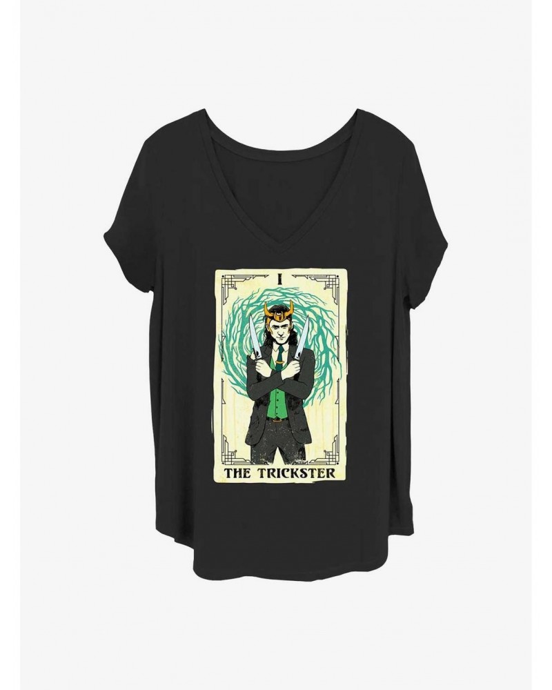 Marvel Loki Trickster Tarot Girls T-Shirt Plus Size $8.96 T-Shirts