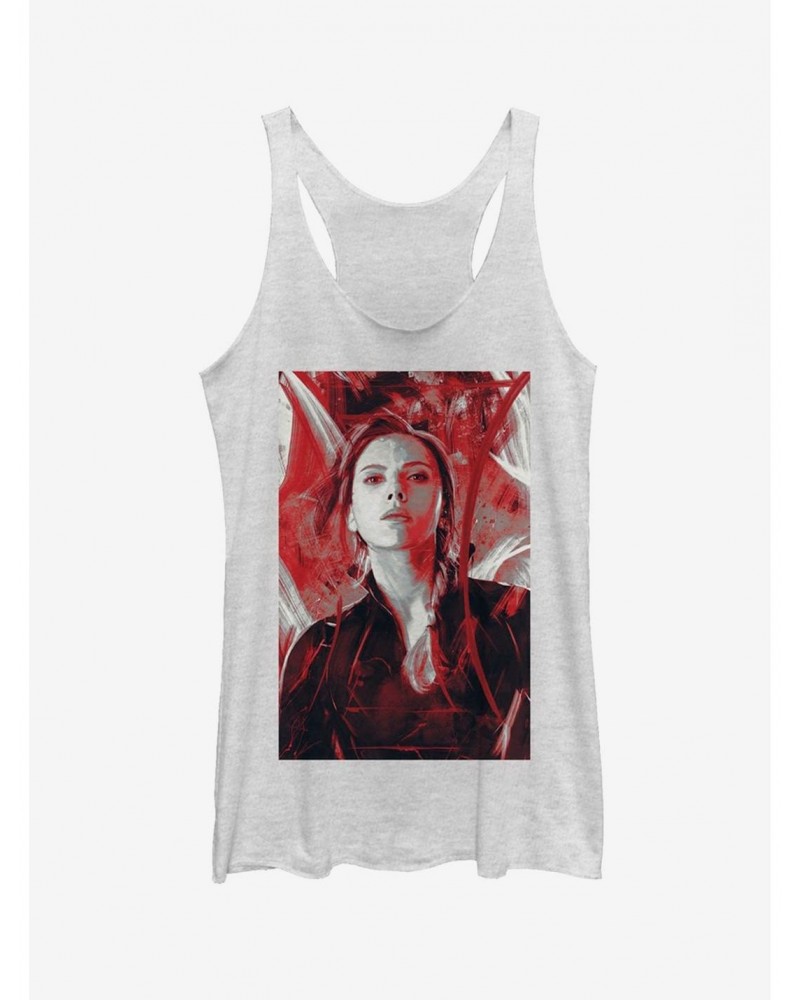Marvel Avengers: Endgame Black Widow Red Painted Girls White Heathered Tank Top $9.84 Tops