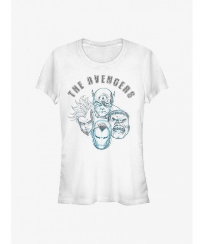 Marvel Avengers Heroes Faces Sketch Girls T-Shirt $7.72 T-Shirts