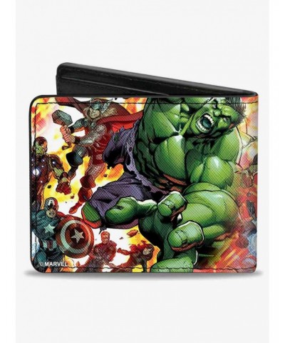 Marvel Avengers Assemble Issue 2 6 Superhero Explosion Cover Pose Bifold Wallet $8.36 Wallets