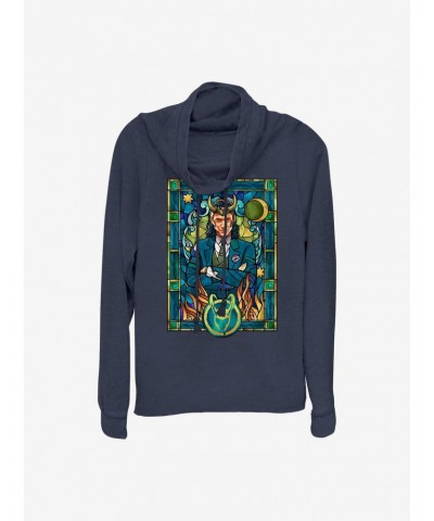 Marvel Loki Stained Glass Window Cowlneck Long-Sleeve Girls Top $21.10 Tops