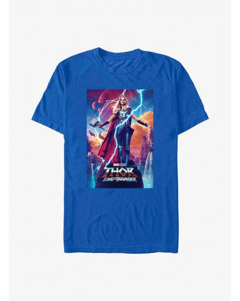 Marvel Thor: Love and Thunder Mighty Thor Movie Poster T-Shirt $10.28 T-Shirts
