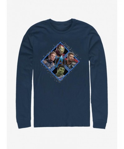 Marvel Avengers: Endgame Square Box Navy Blue Long-Sleeve T-Shirt $12.50 T-Shirts