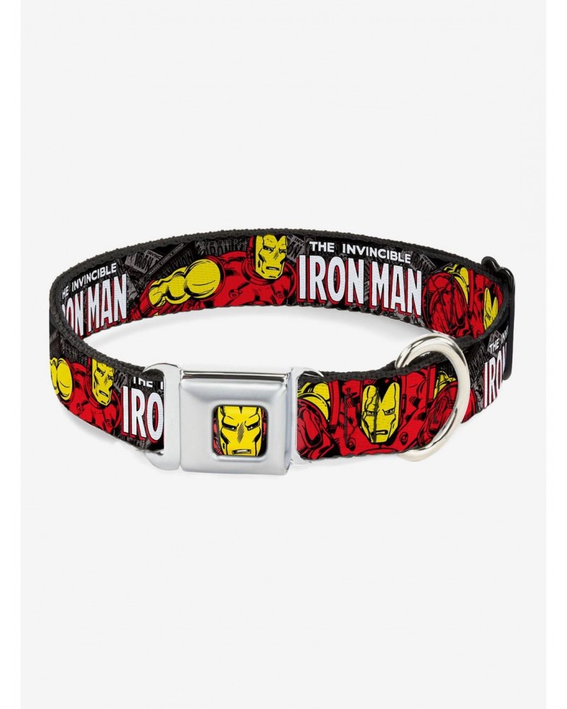 Marvel Iron Man Stacked Comic Seatbelt Buckle Dog Collar $11.21 Pet Collars