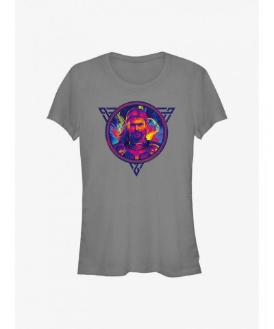 Marvel Thor: Love and Thunder Thor Portrait Badge Girls T-Shirt $10.21 T-Shirts