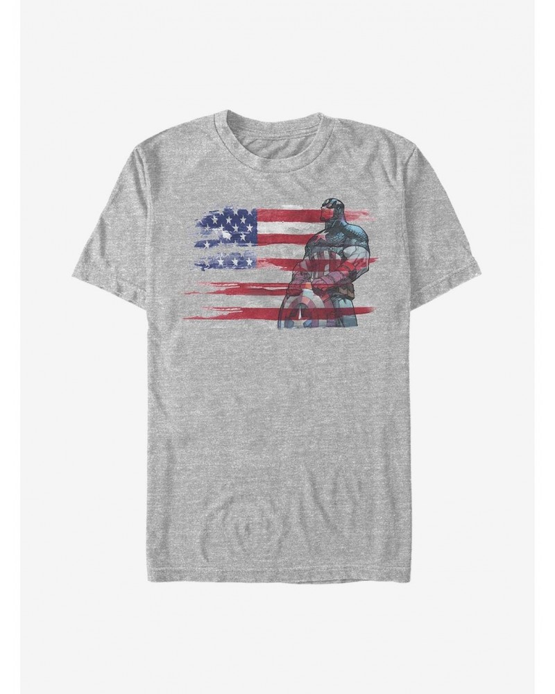 Marvel Captain America Capt Ink Flag T-Shirt $9.08 T-Shirts