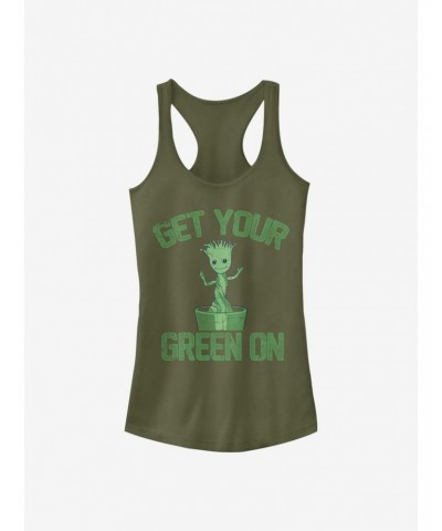 Marvel The Guardians Of The Galaxy Groot Green Girls Tank $9.46 Tanks