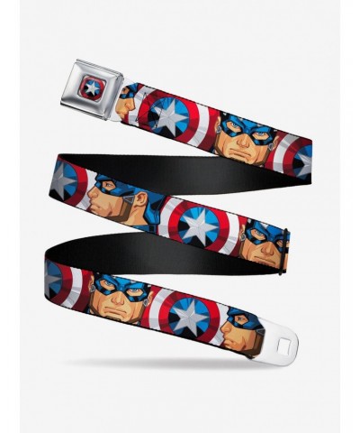 Marvel Captain America Multi Face And Shield Close Up Seatbelt Belt $10.71 Belts