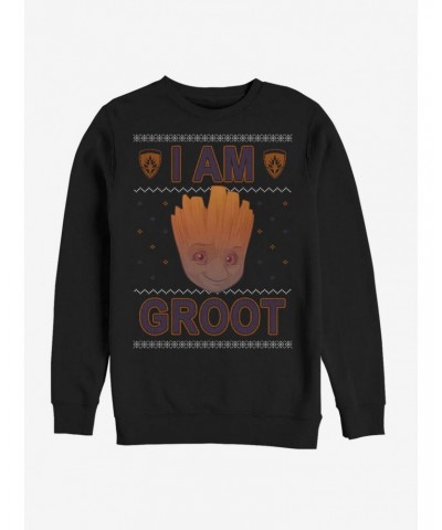Marvel Guardians of The Galaxy I Am Groot Ugly Christmas Crew Sweatshirt $15.13 Sweatshirts