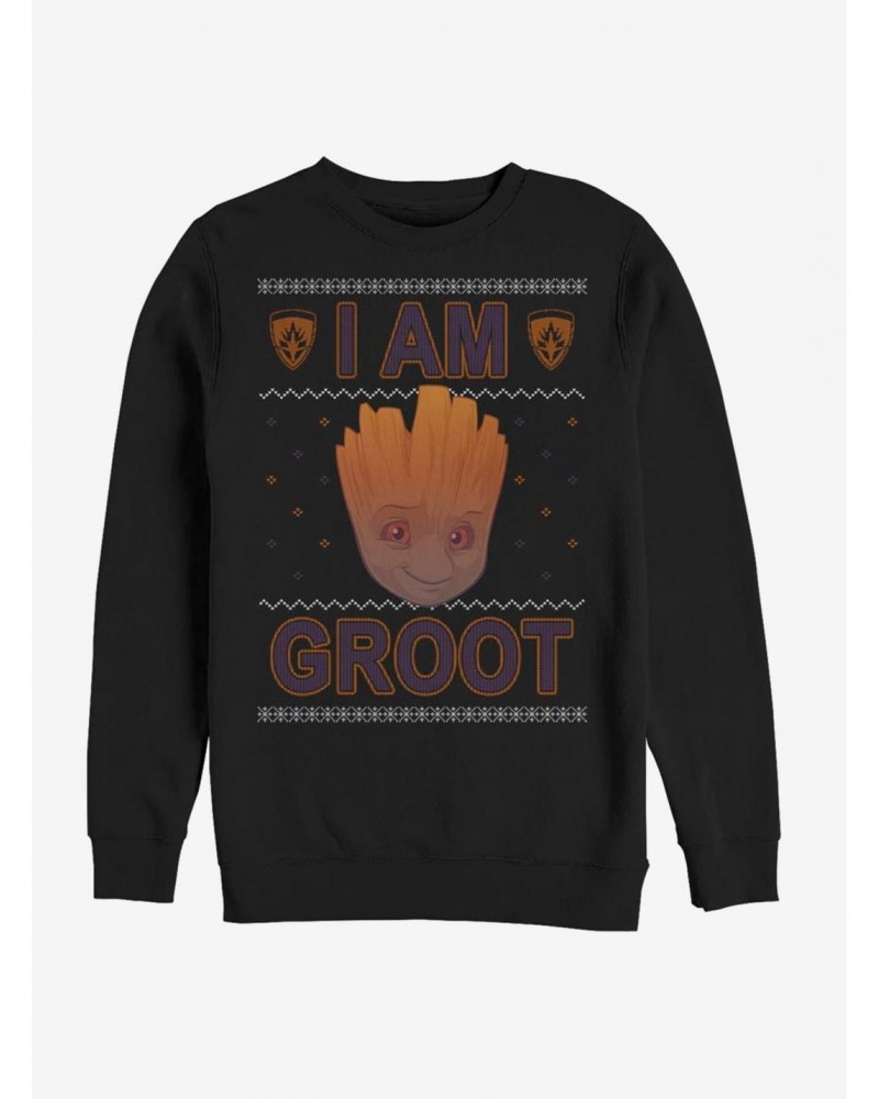 Marvel Guardians of The Galaxy I Am Groot Ugly Christmas Crew Sweatshirt $15.13 Sweatshirts