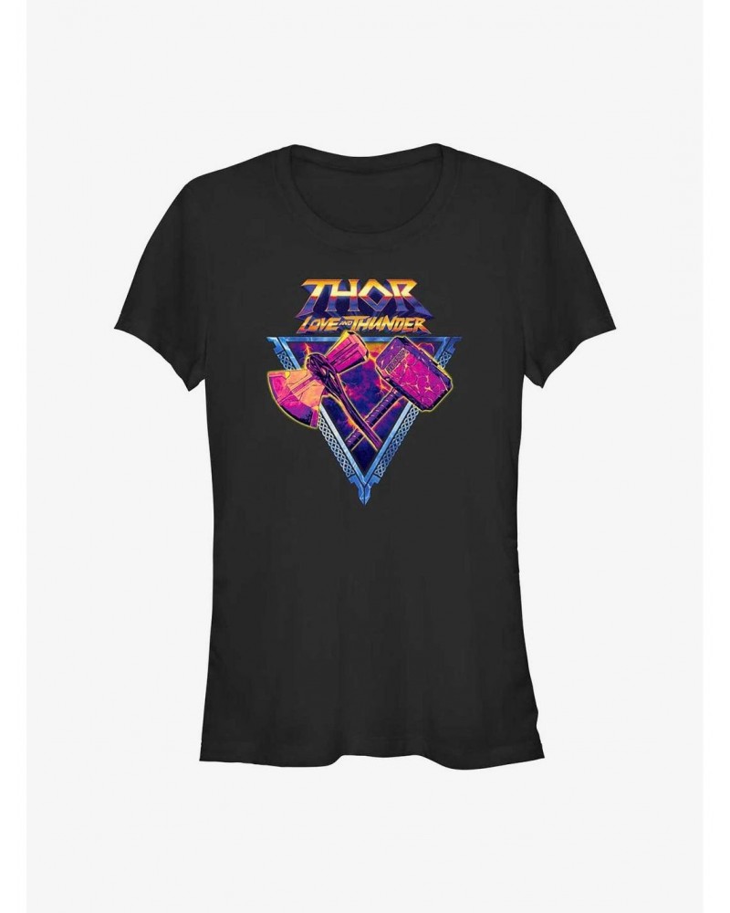 Marvel Thor: Love and Thunder Mjolnir and Stormbreaker Girls T-Shirt $11.45 T-Shirts