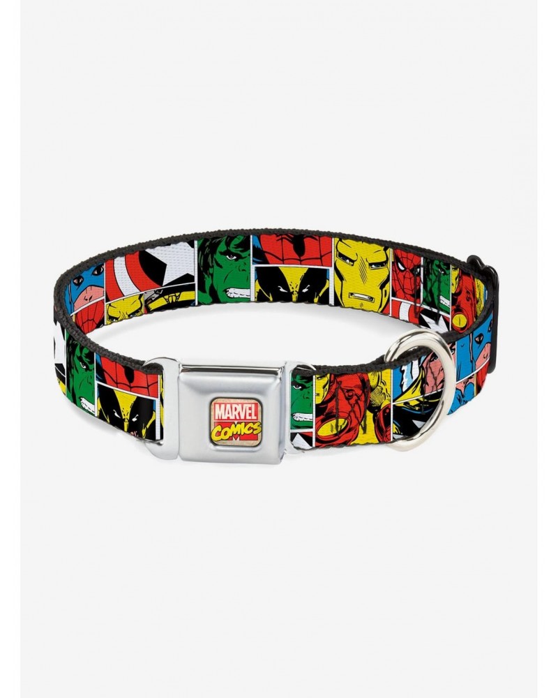 Marvel Avengers Superhero Comic Blocks Seatbelt Buckle Pet Collar $9.21 Pet Collars