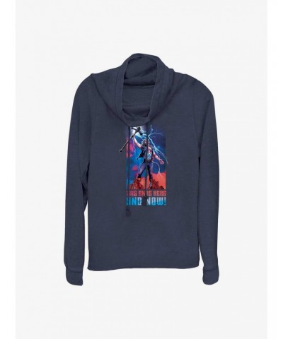 Marvel Thor: Love and Thunder Ends Here and Now Cowl Neck Long-Sleeve Top $17.96 Tops
