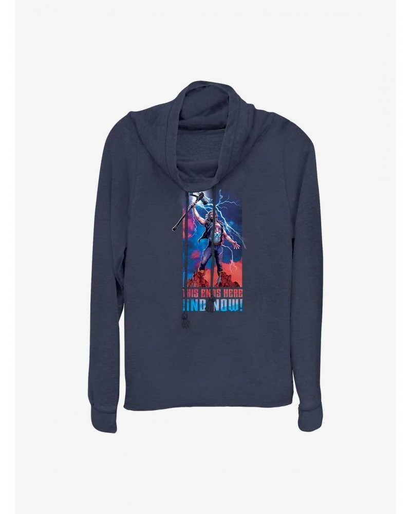 Marvel Thor: Love and Thunder Ends Here and Now Cowl Neck Long-Sleeve Top $17.96 Tops
