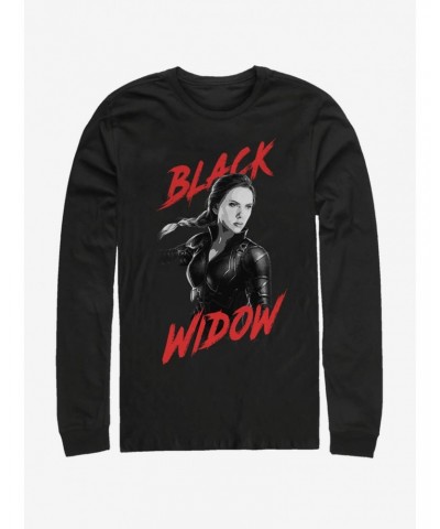Marvel Avengers: Endgame High Contrast Black Widow Long-Sleeve T-Shirt $10.20 T-Shirts