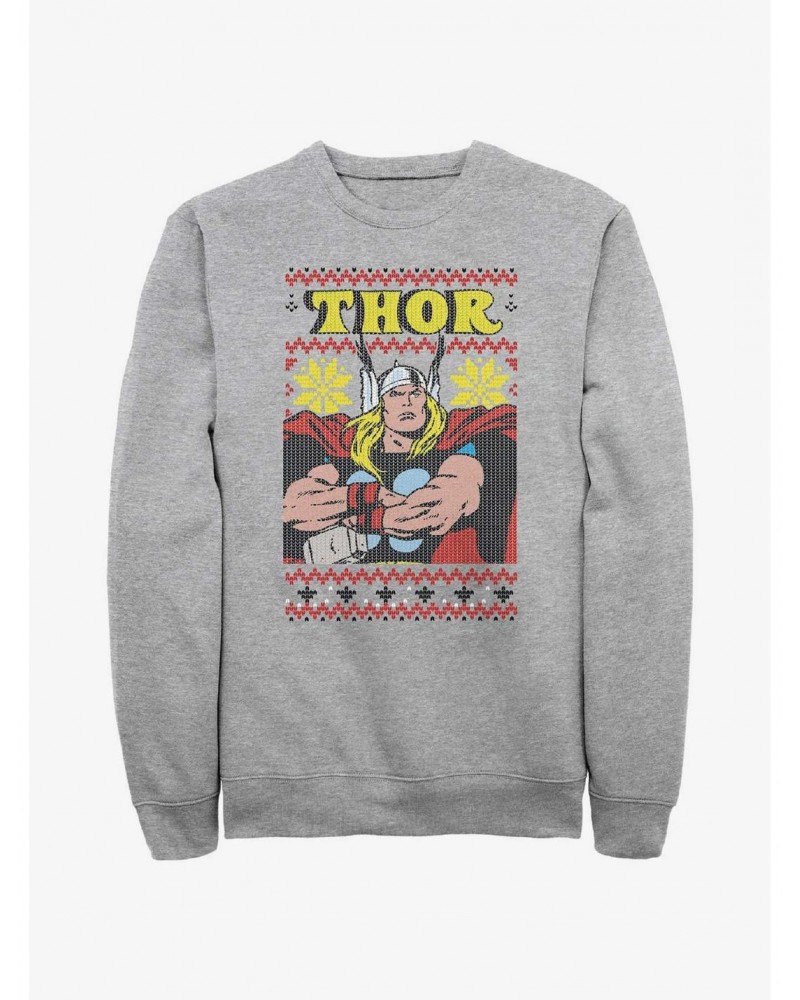 Marvel Thor Asgardian Ugly Christmas Sweatshirt $17.34 Sweatshirts