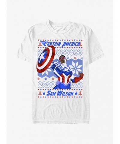 Marvel Captain America Sam Wilson Ugly Christmas T-Shirt $10.99 T-Shirts