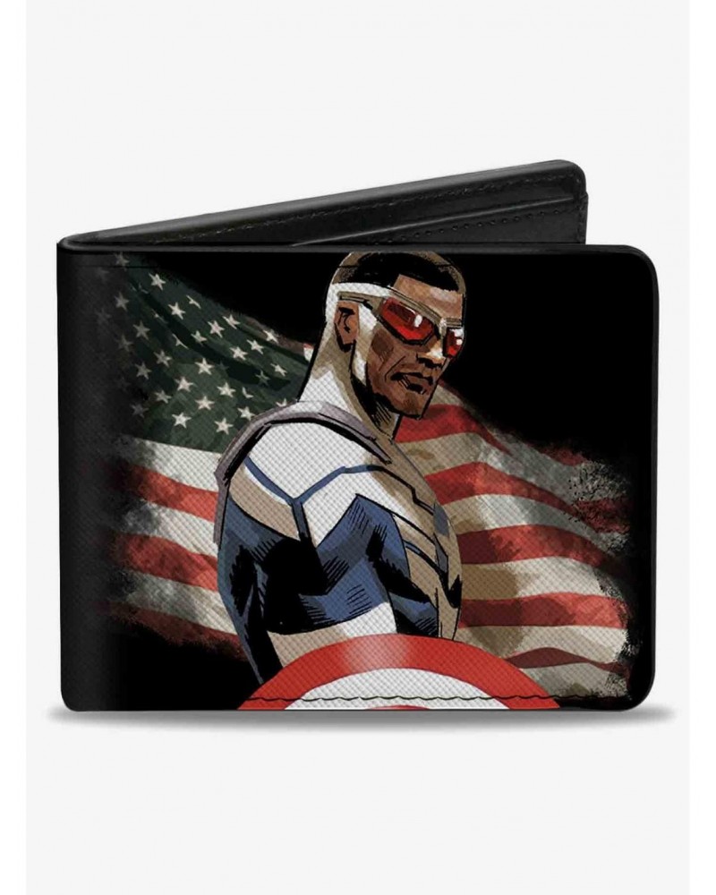 Marvel Captain America Sam Wilson American Flag Pose Bifold Wallet $10.45 Wallets
