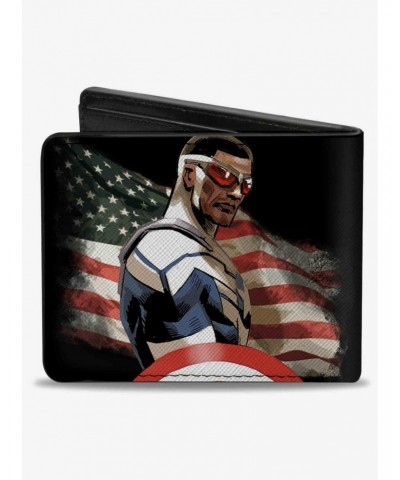 Marvel Captain America Sam Wilson American Flag Pose Bifold Wallet $10.45 Wallets
