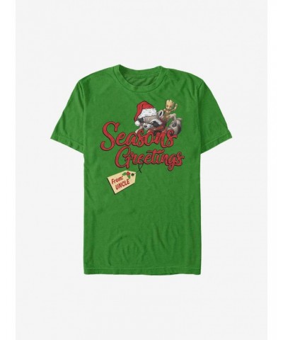 Marvel Guardians Of The Galaxy Seasons Greetings From Uncle Holiday T-Shirt $11.23 T-Shirts