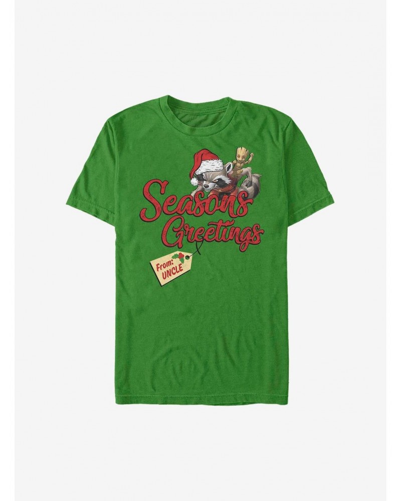 Marvel Guardians Of The Galaxy Seasons Greetings From Uncle Holiday T-Shirt $11.23 T-Shirts