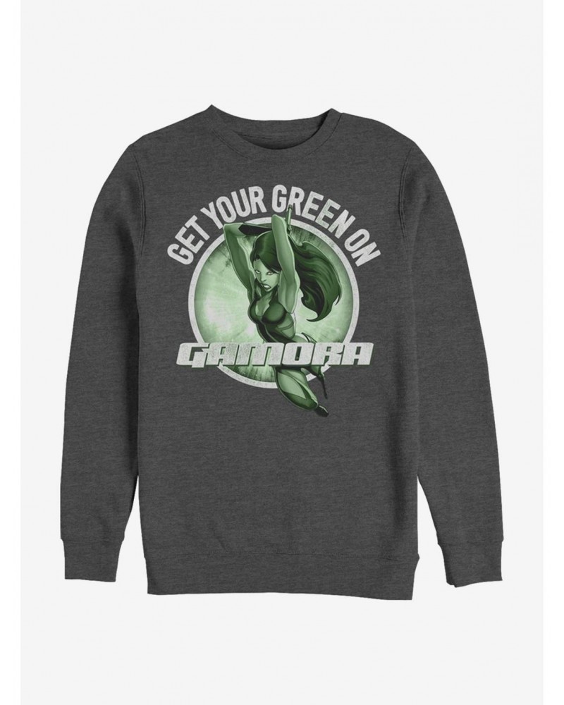 Marvel The Guardians Of The Galaxy Gamora Green Crew Sweatshirt $17.34 Sweatshirts