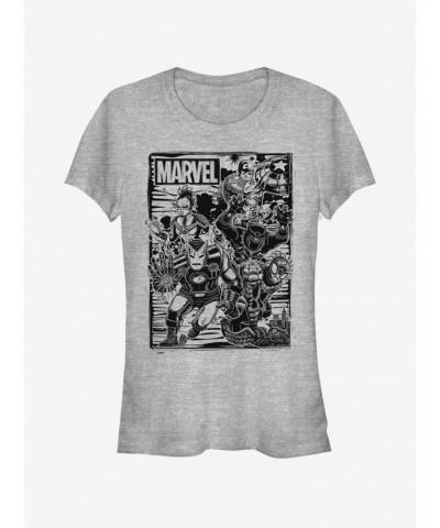 Marvel Avengers Group Fighters Girls T-Shirt $9.71 T-Shirts